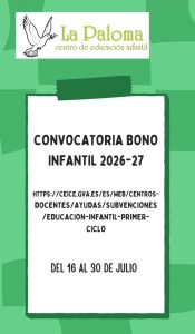 Convocatoria Bono Infantil 2026-27