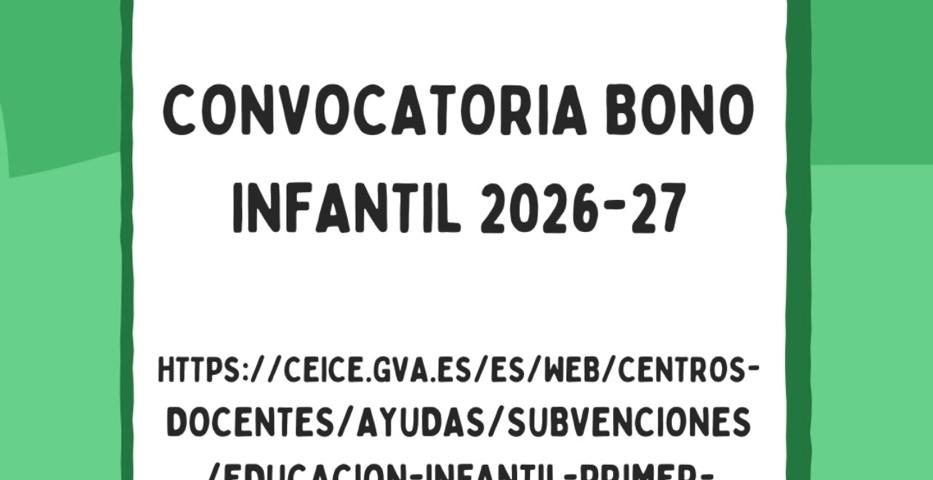 Convocatoria Bono Infantil 2026-27