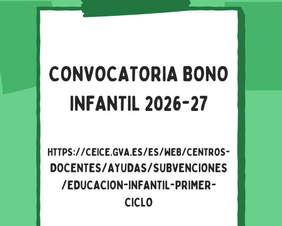 Convocatoria Bono Infantil 2026-27